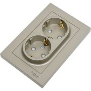 Розетка 2-м СП AtlasDesign 16А IP20 с заземл. защ. шторки в сборе шампань SE ATN000526