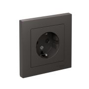 Розетка AtlasDesign с заземл. со шторками 16А в сборе базальт SE ATN001444