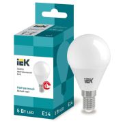 Лампа светодиодная G45 5Вт шар 4000К нейтр. бел. E14 450лм 230-240В IEK LLE-G45-5-230-40-E14