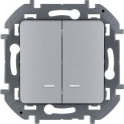 Выключатель 2-кл. Inspiria 10А IP20 250В 10AX с подсветкой/индикацией механизм алюм. IEK 673632