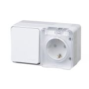 Блок ОП AtlasDesign PROFI IP54 (розетка 1-м 16А заземл. защ. шторки + 1-кл. выключатель 10А) бел. SE ATN540170