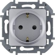 Розетка 1-м СП Inspiria 16А IP20 250В 2P+E защ. шторки немецк. стандарт механизм алюм. IEK 673732