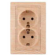 Розетка 2-м СП Plano 1-205-11 16А IP20 250В 2P+E Schuko сосна Intro Б0053922